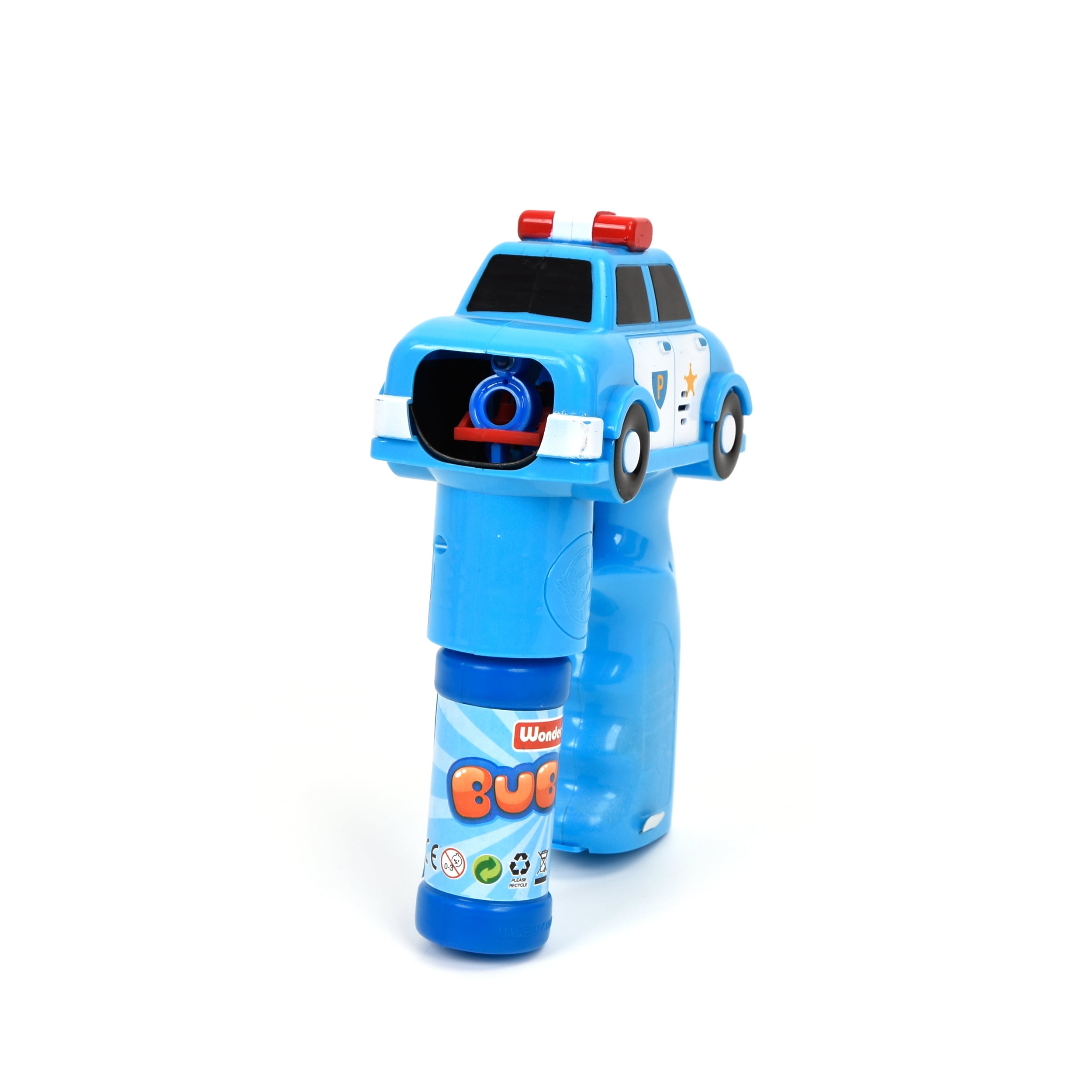 WonderPlay Police Car and Fire Truck Bubble Blaster Combo Pack Set of Two Blue Red