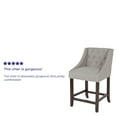 thumbnail image 4 of Flash Furniture Carmel Series 24" High Transitional Tufted Walnut Counter Height Stool with Accent Nail Trim in Light Gray Fabric, 4 of 12