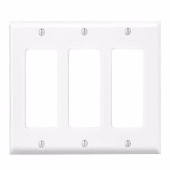 Leviton 3000484 protective Powder Coated 3 Gang Thermoset Plastic Decora Wall Plate, White