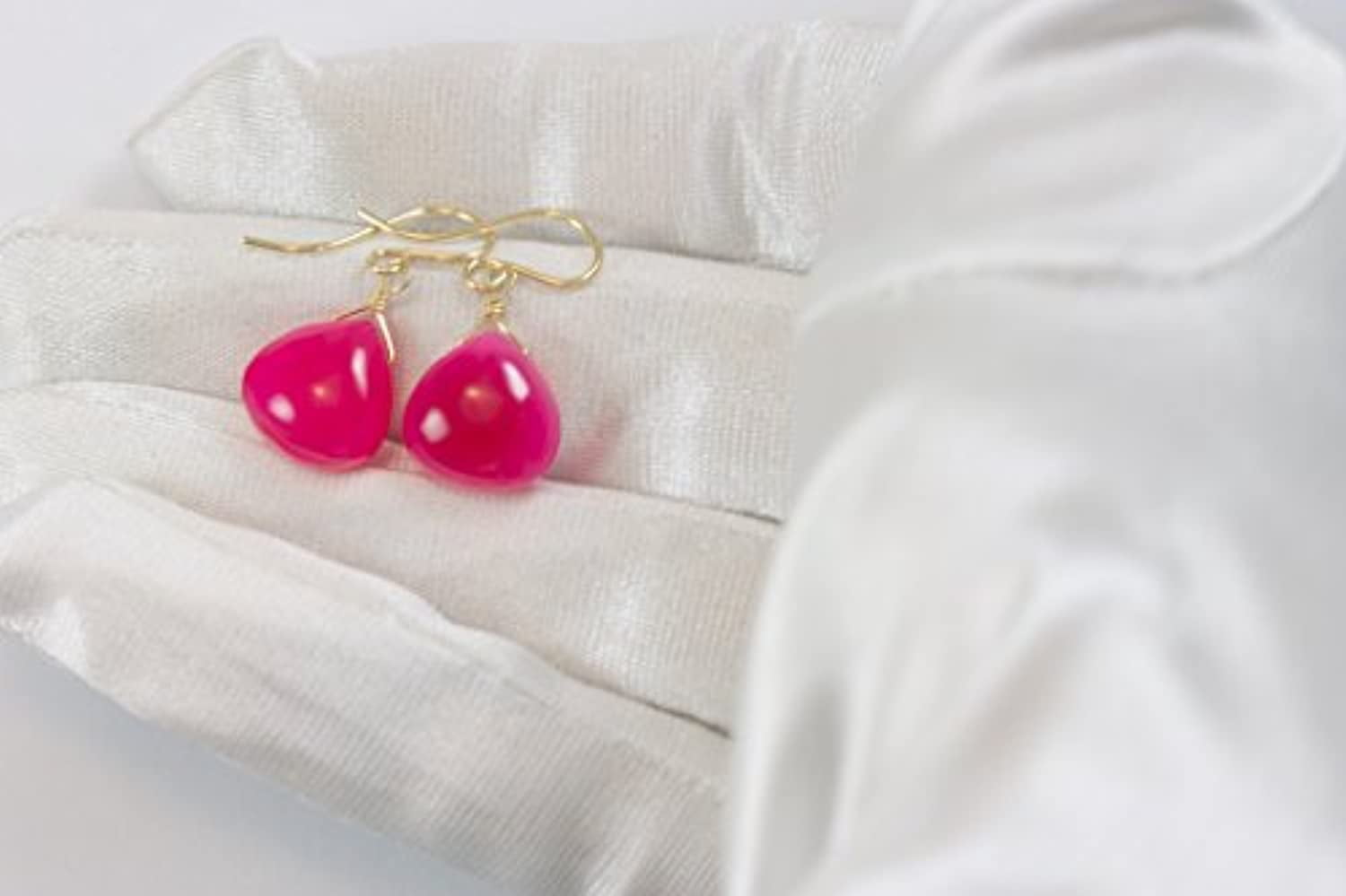 Details about   Pink Chalcedony Earrings Fuchsia Smooth Heart Teardrop 14k Gold Sterling Silver