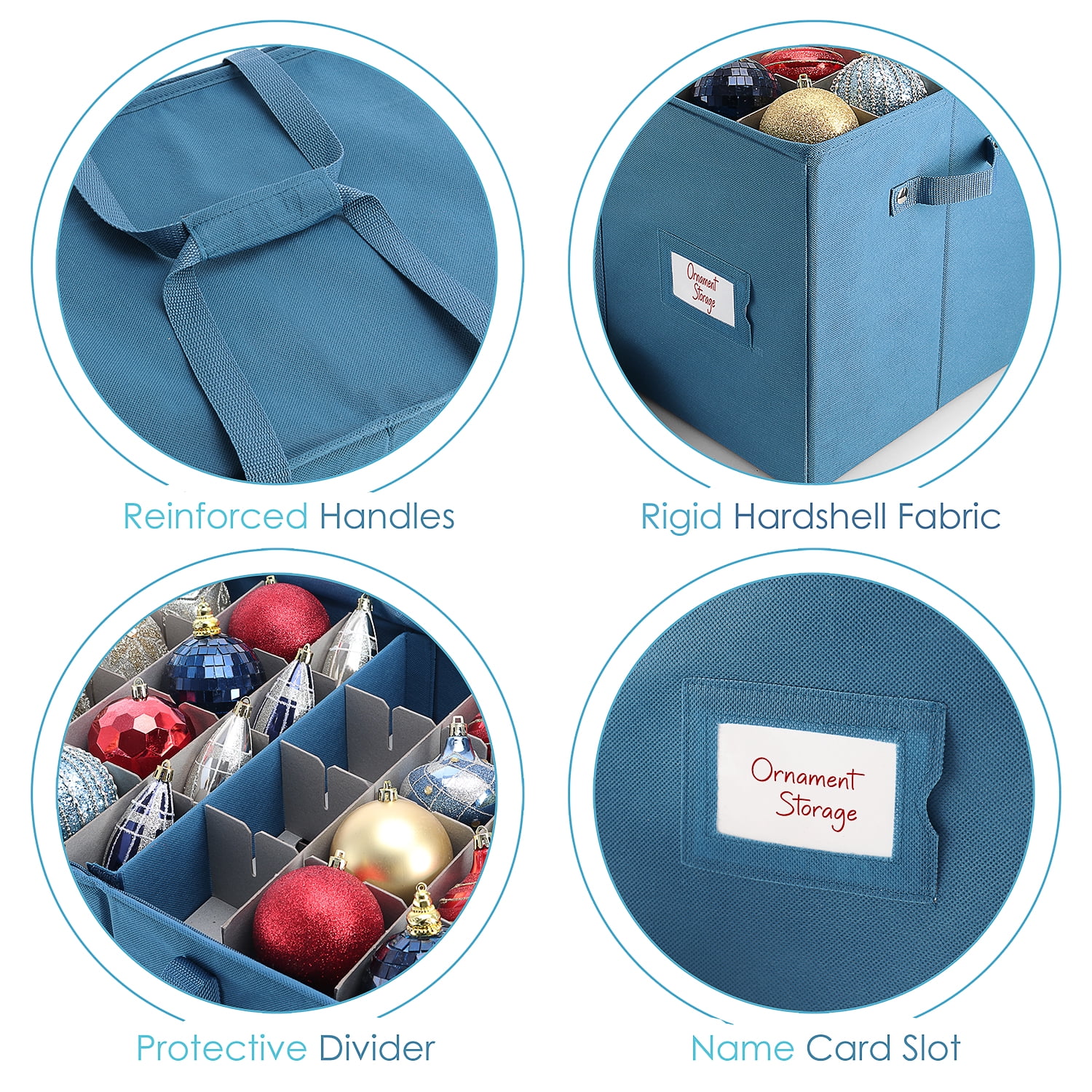Hearth & Harbor Large Christmas Ornament Storage Box - Fits up to 124 Holiday Ornaments