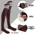 thumbnail image 3 of Lian Lifestyle Exquisite Big Girls Women 3 Pairs Thigh High Cotton Socks. Super Comfortable in Vibrant Unique Colors Size 2.5-7 LBG1022Coffee, 3 of 5