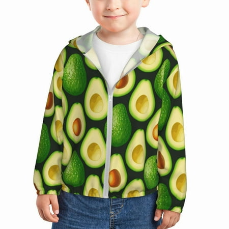 

Vsdgher Avocado Kids Sun Protection Hoodie with Zip Rash Guard Tops Children s Long Sleeve Sun Protection Clothing - 3 Years