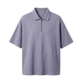 thumbnail image 4 of JAJAHO Polo Shirts For Men Casual Oversized Waffle Quarter Zip Half Sleeve Drop Shoulder Solid Color Lapel Shirts Summer Versatile Tops, 4 of 6