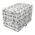 thumbnail image 1 of Bones Dog Crate Cover, Cartoon Style Dog Related Elements Friendly Animals, Easy to Use Pet Kennel Cover Small Dogs Puppies Kittens, 7 Sizes, Cocoa Sky Blue, by Ambesonne, 1 of 1