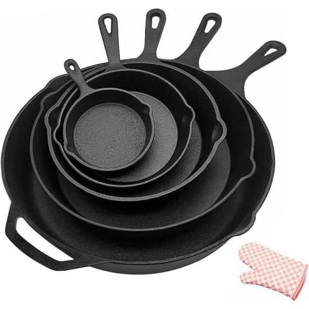 Sartenes De Hierro Fundido, Juego de 5 Sartenes Antiadherente Freír, Sarten Hierro Fundido, Multifuncional Sartén para Freír, 5 Piece Chef Set - 10cm, 14cm, 16cm, 20cm, 26cm