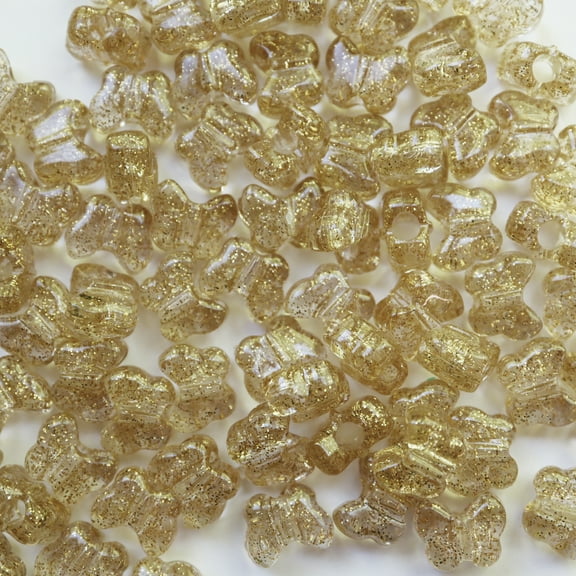 Butterfly Beads Gold Glitter Sparkle Large Hole Pony Beads Made in USA