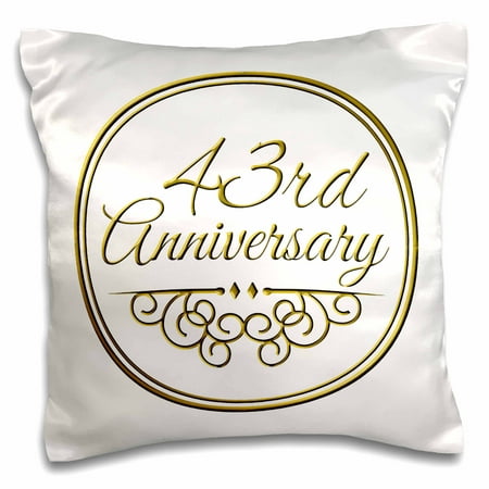 3dRose 43rd Anniversary gift - gold text for celebrating wedding anniversaries - 43 years married together - Pillow Case, 16 by