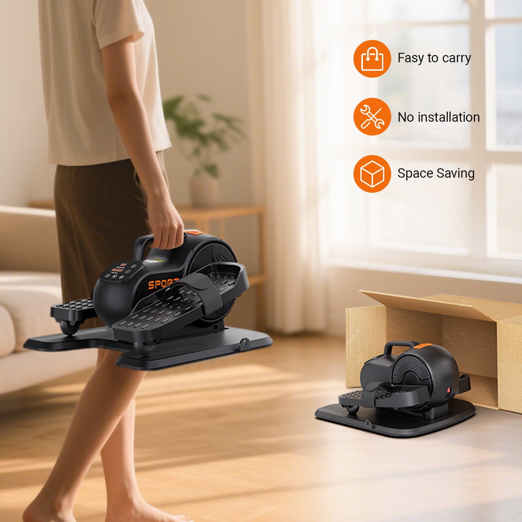 Under Desk Elliptical Machine, 10 Adjustable Leg Exerciser Quiet & Portable whit Remote Dprodo Electric Ellipse