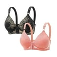 thumbnail image 1 of DecSea 2PC Women's Large Lace Breathable Front Opening Bra Wrapped Up Cup Side Fold Breast Lift Bra, 1 of 2