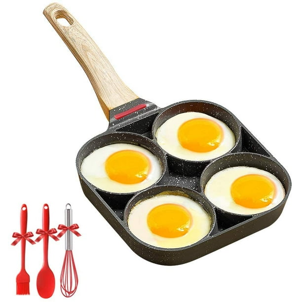 Bobikuke Fried Egg Pan, Egg Frying Pan 4 Cups Egg Poacher Pan Nonstick Mini  Pancake Pan Burger Maker for Breakfast, Aluminum Alloy (Black) - Yahoo  Shopping