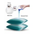 thumbnail image 5 of Waterproof Outdoor Throw Pillows with Inserts 12"x20", Teal Turquoise Soft Decorative Pillowcases for Couch Bedroom, Farmhouse Abstract Gradient Wooden Plank Pillow Covers for Sofa Living Room, 5 of 8