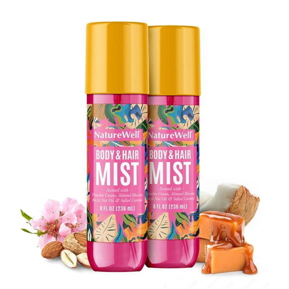 NATURE WELL Brume pour Cheveux et Corps Cheeky, Brume Légère au Parfum Chaud de Noix Brésilienne, Évasion Tropicale Rafraîchissante, 8 Fl Oz (Lot de 2)