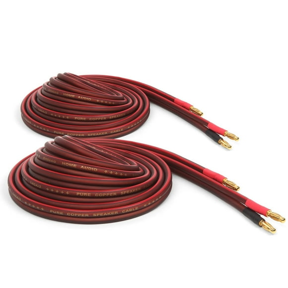 High-Performance 14 Gauge Speaker Wire with Gold Plated Banana Plugs