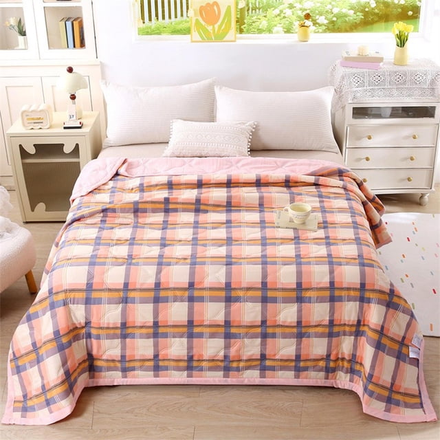 Edredón de algodón para verano: manta fina transpirable y lavable para noches calurosas. Edredón fresco que no se deforma, con núcleo cosido, ideal para dormitorios de estudiantes.