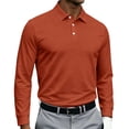 thumbnail image 3 of Resicozy Mens Polo Shirt Long Sleeve Athletic Solid Color Collar Golf Shrit Saffron 3XL, 3 of 8