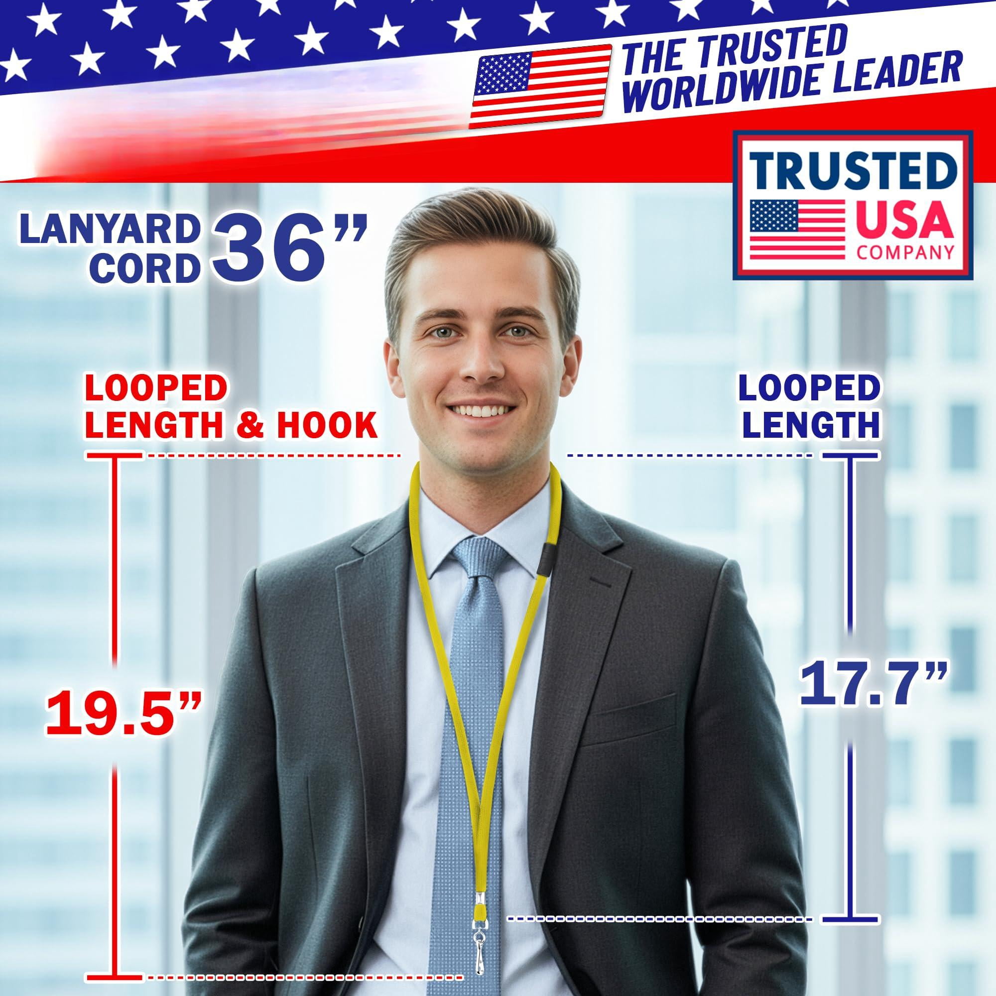 -usa Flat Breakaway Safety Lanyard For Id Badges (yellow  36 Inch 100 Pack) Soft Woven Neck Line