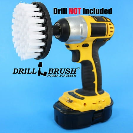 4 Inch Brush - 4 inch Drill Brush Soft Bristle White Quick Change Shaft by Drillbrush Power Scrubber