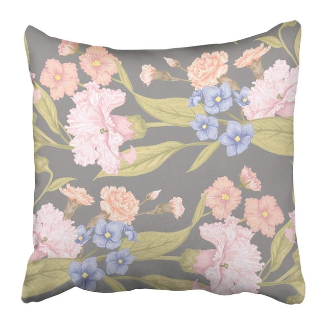 ABPHQTO Antiguo Vintage Floral con dalias florecientes y violetas Bloom Botany Bouquet Branch Bud Funda de almohada Funda de almohada 40x40 cm