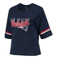 thumbnail image 2 of Juniors Navy New England Patriots Burnout Raglan Half-Sleeve T-Shirt, 2 of 3