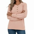 thumbnail image 3 of UAMVSH Womens Henley Sweaters Soft Long Sleeve Knit Pullover Dressy Casual Button Crewneck Jumper Tops Fashion Clothing, 3 of 4