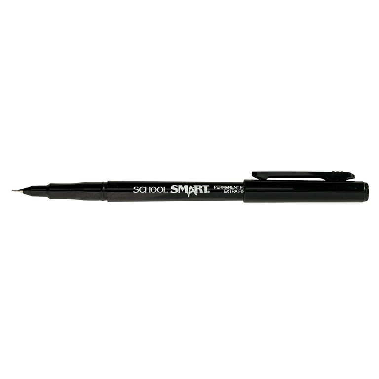 School Smart Extra Fine Tip Permanent Markers, Black, Pack of 12 