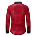 thumbnail image 3 of IYTR Men's Shiny Sequin Mesh Long Sleeve Shirts Casual Fashion Stretch Button Down Lapel Beach Shirt (Red,M), 3 of 8