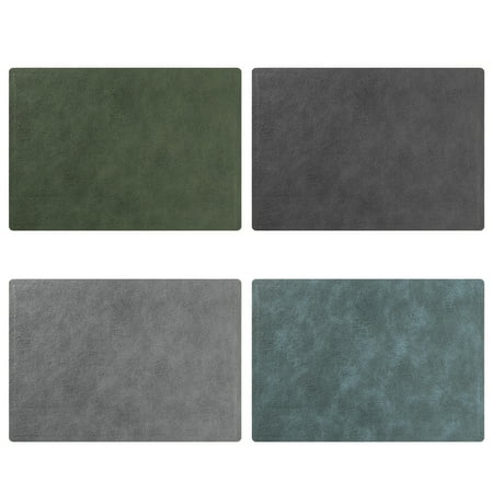 

Pnellth 4Pcs Rectangular Placemat Washed Cowhide Pattern Heat Resistant Anti-slip Waterproof Easy to Clean Stylish Table Mats