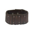 thumbnail image 2 of Harley-Davidson Men's Studded Ribbed Leather Cuff Bracelet Wristband (S/M) Brown, Harley Davidson, 2 of 2