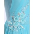 thumbnail image 7 of Aislor Women's Lyrical Dance Flower Applique Halter Strappy Asymmetric Flowy Tulle Skirt Contemporary Dress Light Blue M, 7 of 7