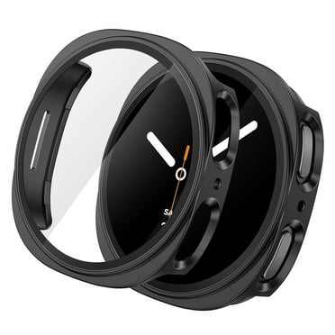 IC ICLOVER for Samsung Galaxy Watch 8 44mm Bumper Case Built in Screen Protector Clear Hard Protective Cover, Shock Adsorption Drop Protection Full Cover Black