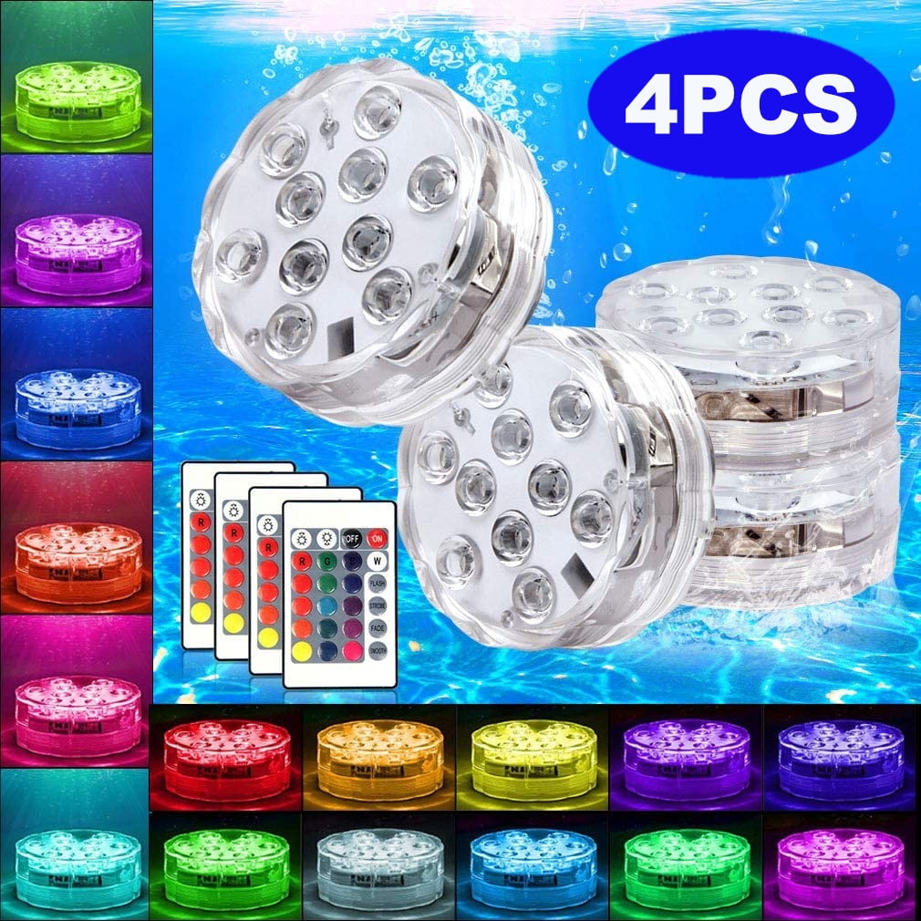 show original title Details about   4x Underwater Light with Remote Control Colour Changing-Waterproof LED Lamp 