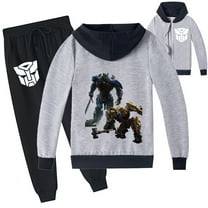 Children's Transformers Zipper Jacket Sweatshirt Sets Boys Girls Hooded Sweatpants Sweatsuit Outfit Sets
