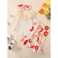 thumbnail image 4 of Canis Baby Girls Cotton Tops Romper Floral Pants 3Pcs Outfits Set Clothes, 4 of 8