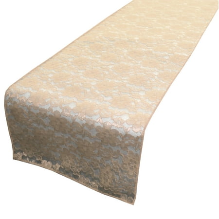 

Light Weight Floral Sheer Lace Table Runner / Wedding Table Top Décor (Pack of 8) Beige