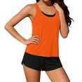 thumbnail image 2 of Women's Three Piece Tankini Swimsuit Set Beach Pool Swimwear Orange L, 2 of 9