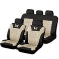 thumbnail image 2 of Seat Covers Full Set, Front Car Seat Covers, Cloth Car Seat Covers, Seat Covers for Cars, Beige 9-Piece Universal 5-Seat Full Set Car Seat Covers with Butterfly Embroidery,, 2 of 8