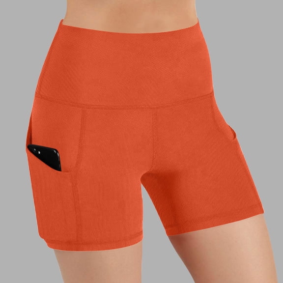 Biker Shorts for Women with Pockets,High Waisted Quick Drying Scrunch Seamless Waistband Gym Running Workout Shorts