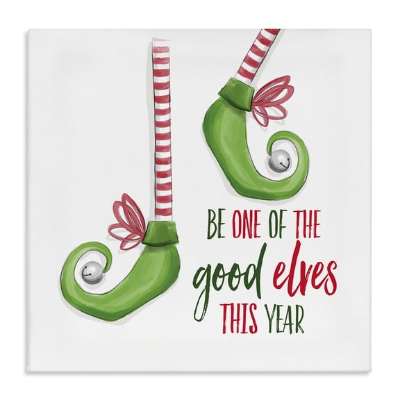 Stupell Industries Festive Be A Good Elf Quotes and Sayings Painting Wrapped Canvas Canvas Art Print Wall Art, 17 x 17