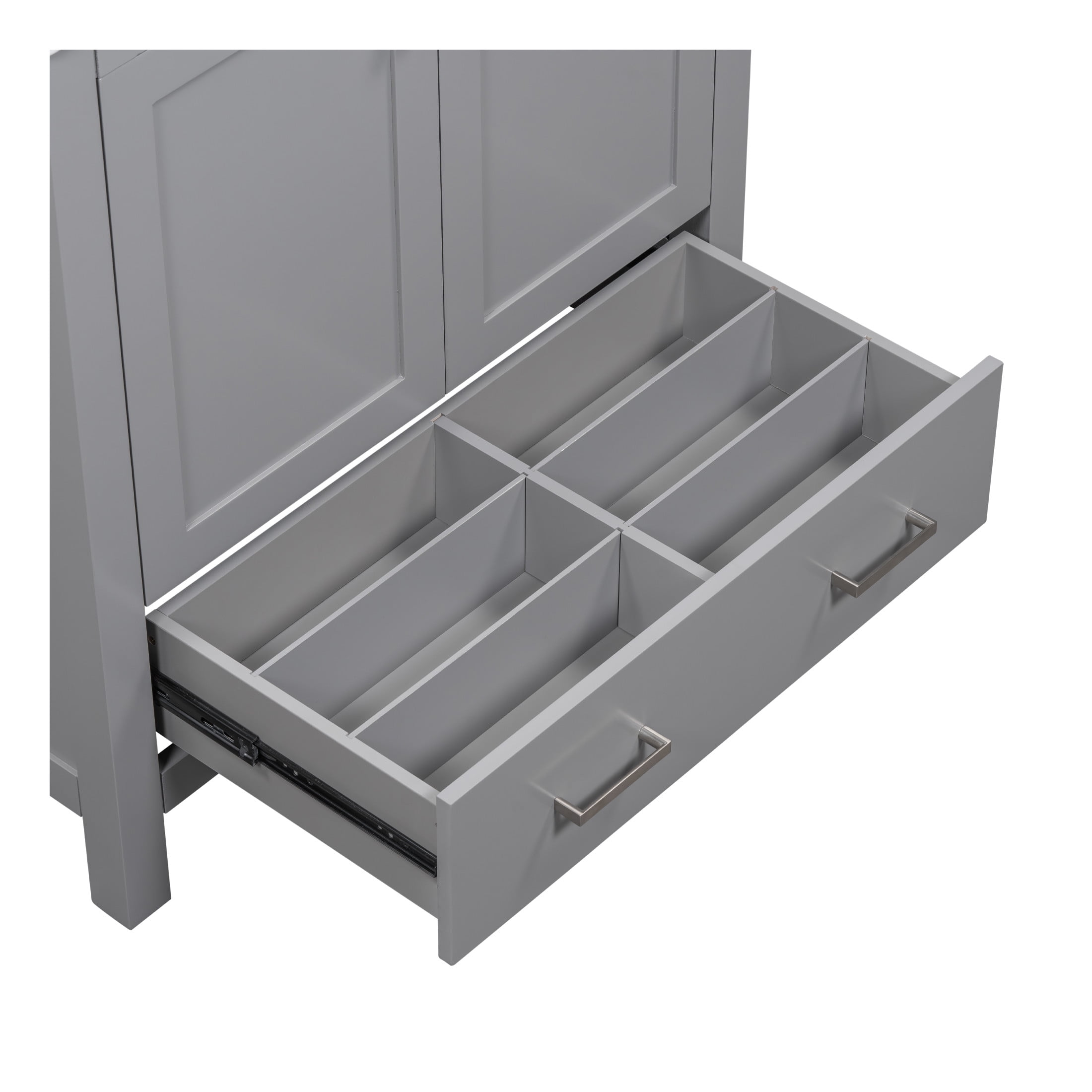 Zolaris Modern Bathroom Vanity with Ceramic Sink, Shelves, Drawers, Wood, Gray