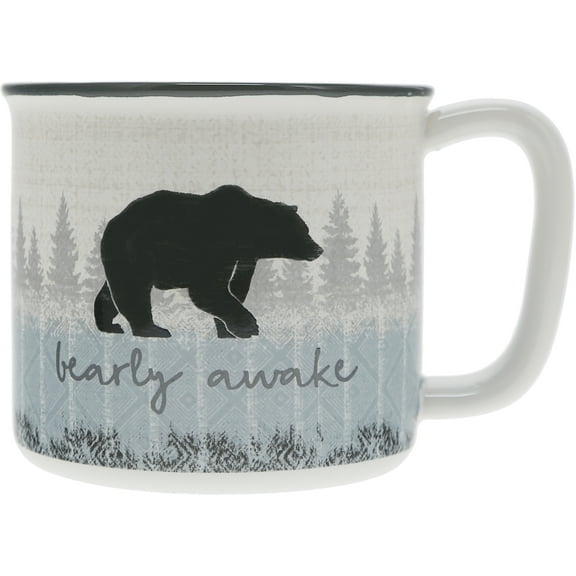 Pavilion - Bearly Awake - 17 Oz Coffee Mug Tea Cup Woodland Hiking Camping Bear Cabin Woods Lodge Gift Outdoorsy Present