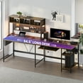 thumbnail image 2 of MCQ 94.5" Large L-Shaped Gaming Desk with LED Lights, Power Outlets, Drawer, Keyboard Tray & Hutch, Rust, 2 of 7