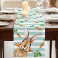 thumbnail image 3 of Table Runners 90 Inches Long Dress Scarves, Easter Bunny Farmhouse Coffee/Dining/Kitchen Table Runner for Living Room, Spring Rabbits Carrots Turquoise Stripes 13x90 Inch, 3 of 9