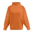 thumbnail image 4 of BXINGOHAI Women Sweater Long Sleeve Mock Neck Knit Pullover Solid Loose Fit Pleated Sweaters Fall Winter Leisure Tops Today Sales Orange,XXXL, 4 of 6