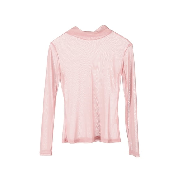 Fortune Women See Through Transparent Mesh Tops Long Sleeve Sheer Slim Top