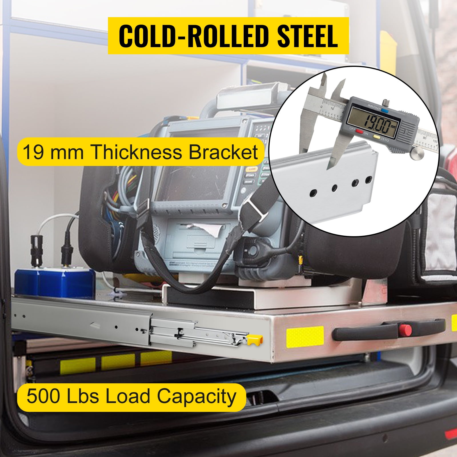SKYSHALO Heavy Duty Drawer Slides 24" Length, Locking Drawer Slides 500lbs Load Capacity Long Full Extension Drawer Slide 1 Pair Side Mount Ball Bearing Drawer Glides Push to Open Drawer Runners Rail