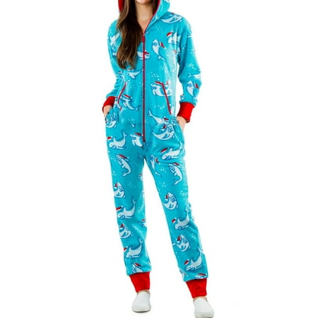 

Musuos Women Christmas Non-Footed Hooded Pajama Onesie Cute Fall ＆ Winter Sleepwear