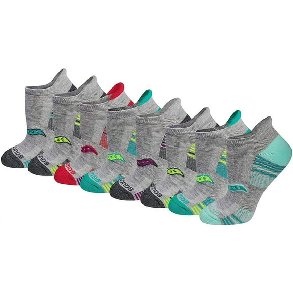 Saucony Women's Performance Heel Tab Athletic Socks (8 & 16 Pairs) Shoe Size: 5-10 Grey Assorted (8 Pairs)