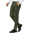 thumbnail image 4 of INSPIRE CHIC Men's Plaid Dress Pants Slim Fit Flat Front Business Check Trousers 34 Green, 4 of 6