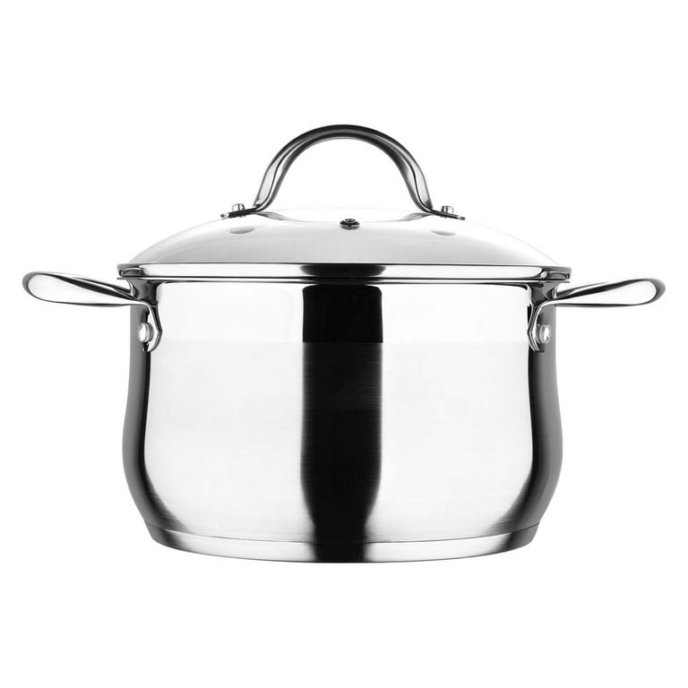 New - PARINI 3.5 QT STAINLESS DUTCH OVEN/STEAMER/TEMPERED GLASS LID Auction